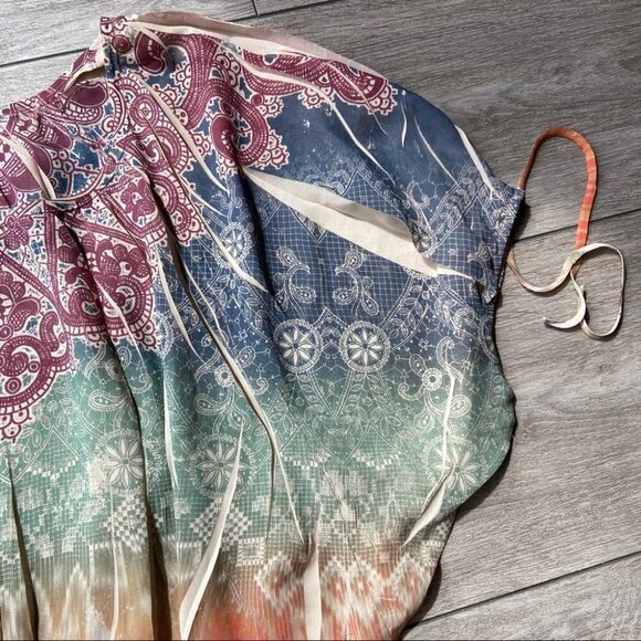 Impress Boho Print Dolman Sleeve Elastic Waist Hem Lightweight Blouse - Picture 11 of 16